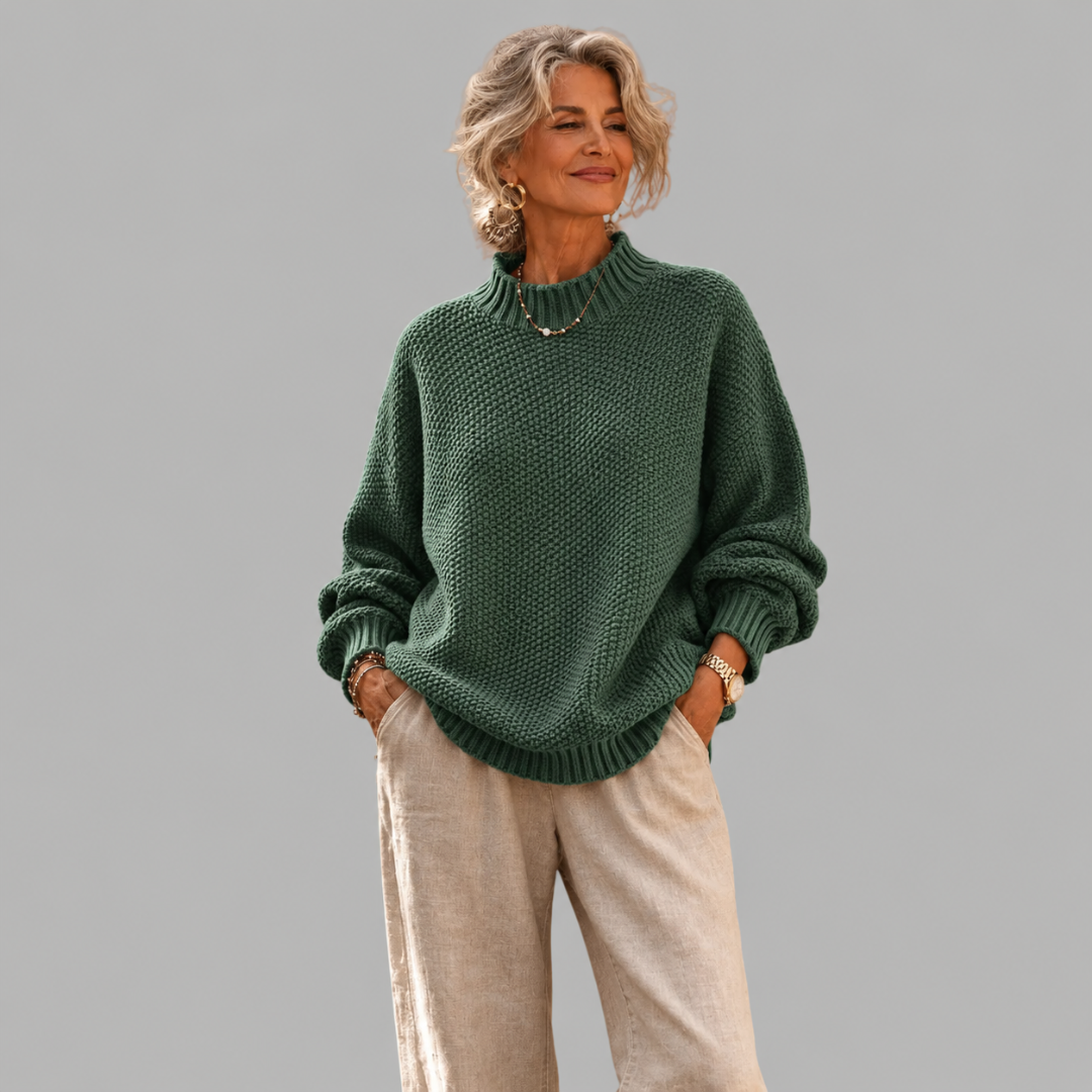 Lanoora - Relaxed Mock Neck Knit Sweater Ruth