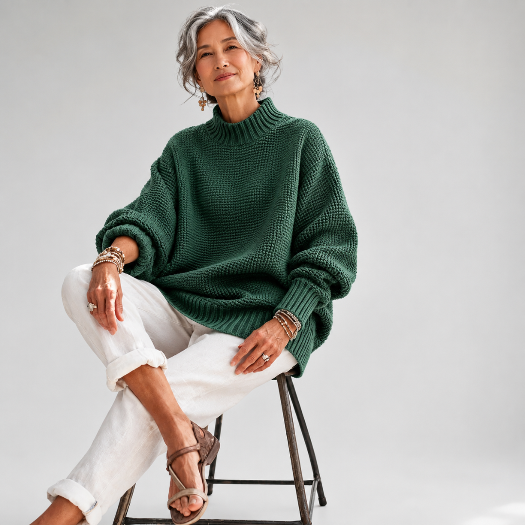Lanoora - Relaxed Mock Neck Knit Sweater Ruth
