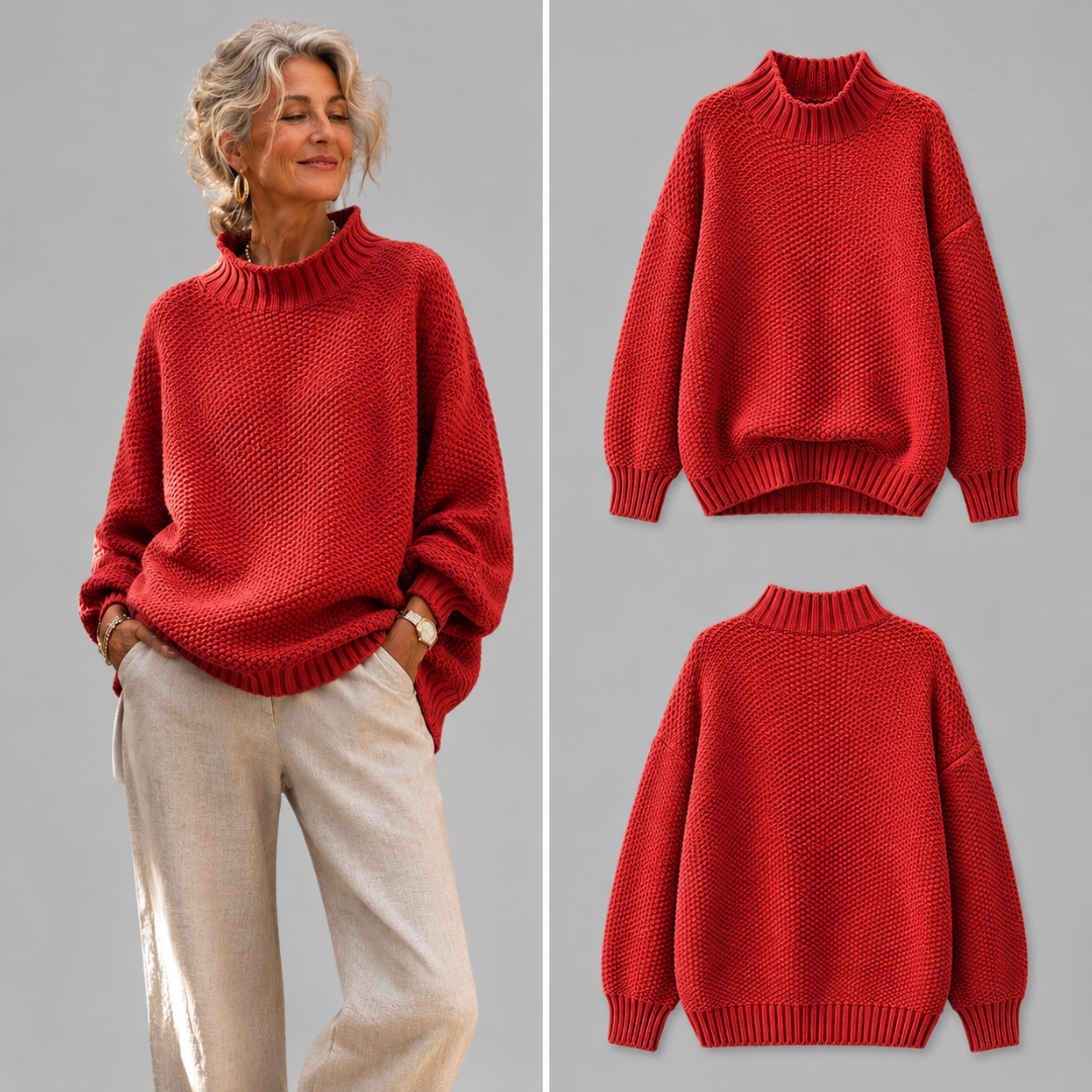 Lanoora - Relaxed Mock Neck Knit Sweater Ruth