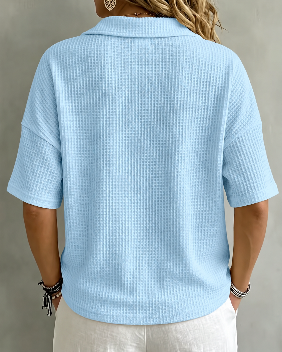 addison | Relaxed Waffle Polo Top