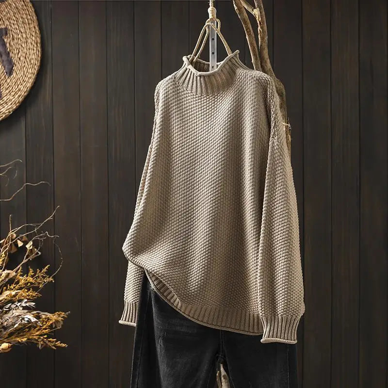 Lanoora - Relaxed Mock Neck Knit Sweater Ruth