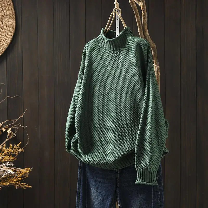 Lanoora - Relaxed Mock Neck Knit Sweater Ruth