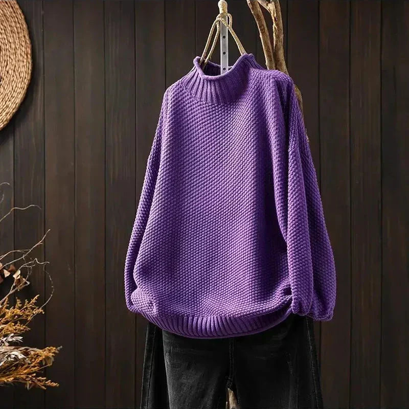 Lanoora - Relaxed Mock Neck Knit Sweater Ruth