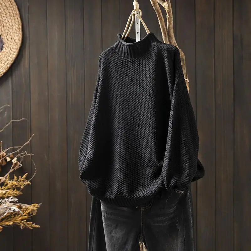 Lanoora - Relaxed Mock Neck Knit Sweater Ruth