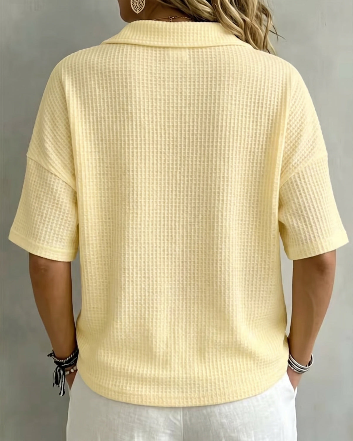addison | Relaxed Waffle Polo Top
