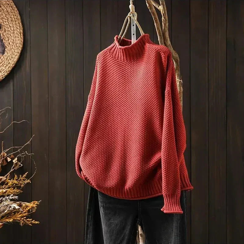 Lanoora - Relaxed Mock Neck Knit Sweater Ruth
